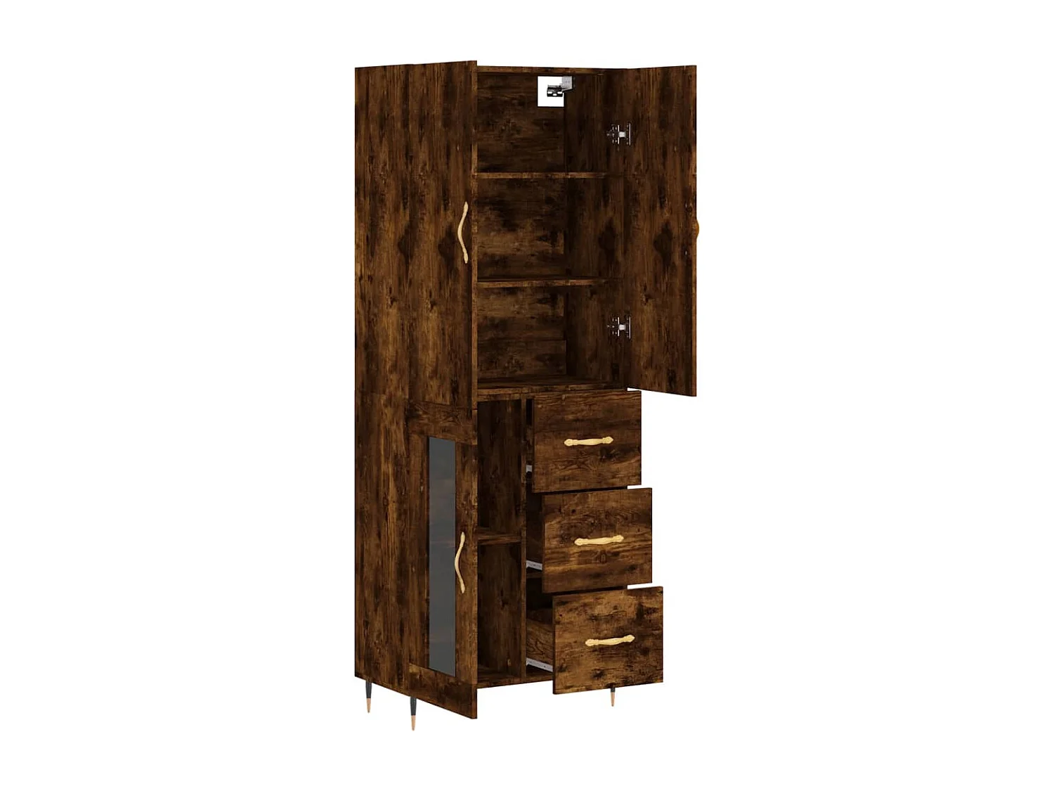 Aparador alto madera contrachapada roble ahumado 69,5x34x180 cm