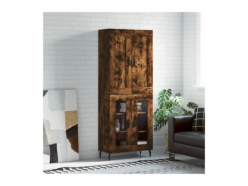 Aparador alto madera contrachapada roble ahumado 69,5x34x180 cm