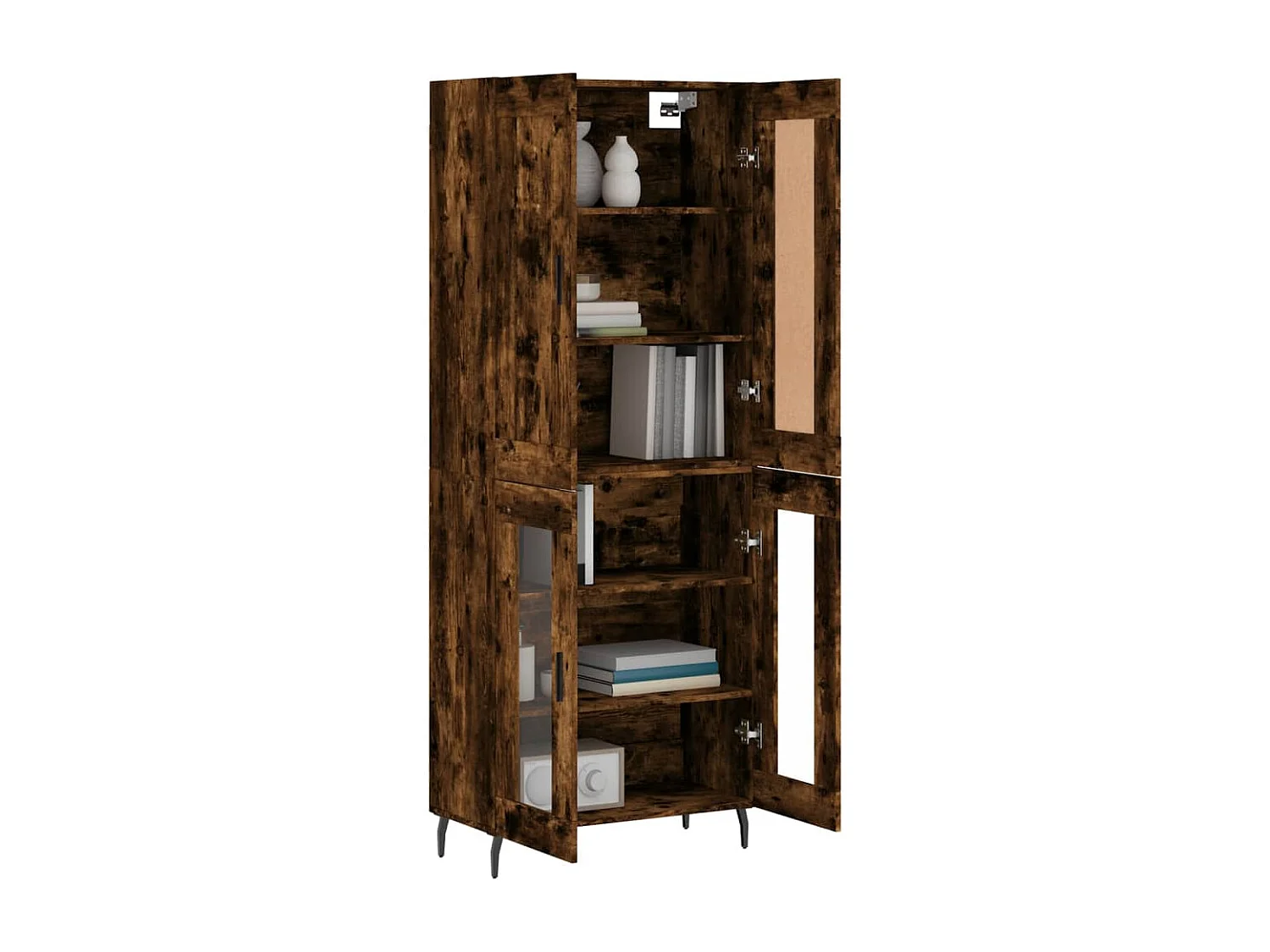 Aparador alto madera contrachapada roble ahumado 69,5x34x180 cm