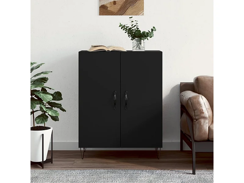 Buffet noir 69,5x34x90 cm bois d'ingénierie