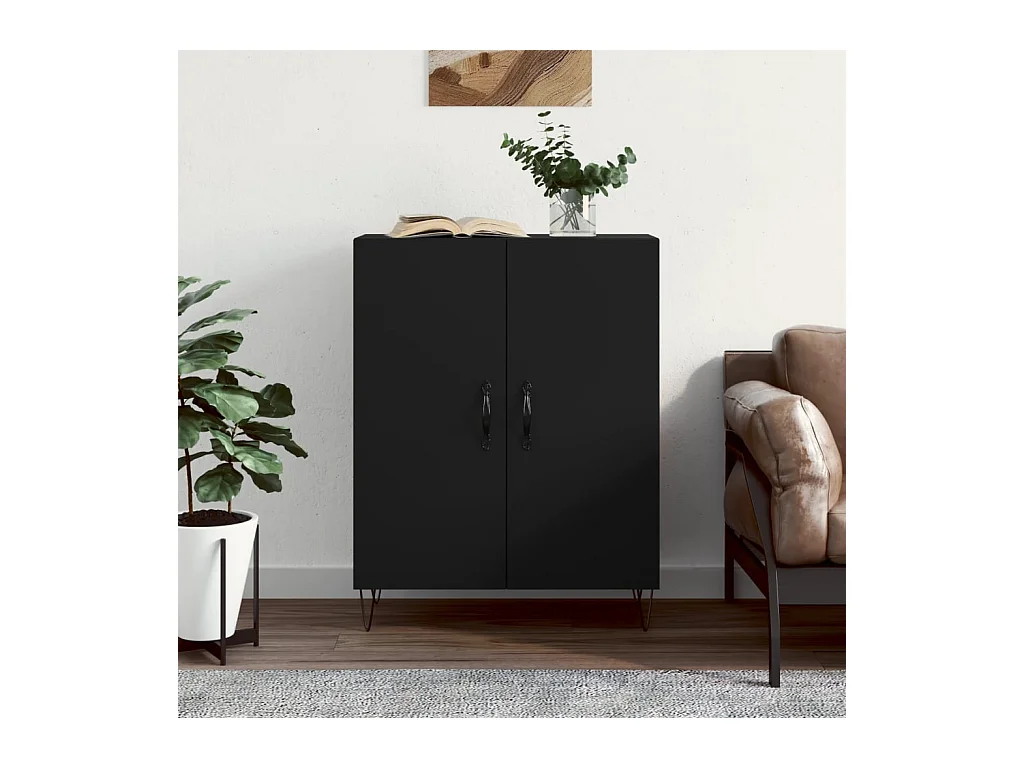 Buffet noir 69,5x34x90 cm bois d'ingénierie
