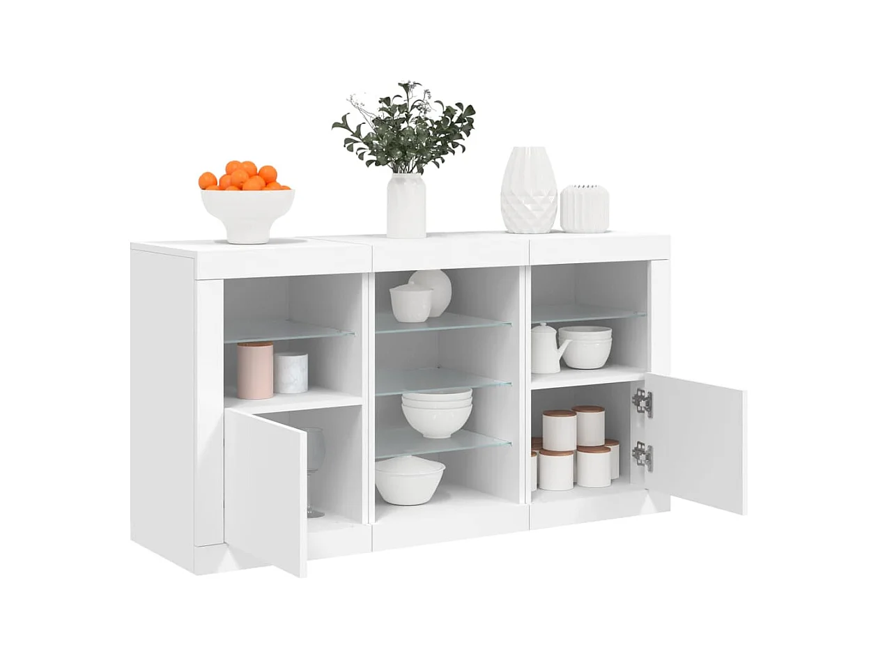 Buffet avec lumières LED blanc 123x37x67 cm