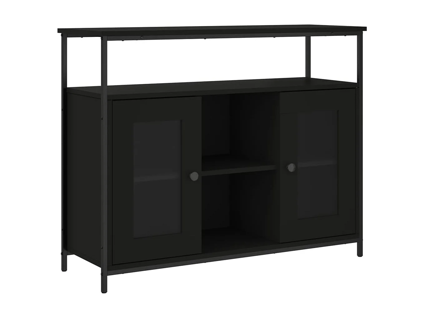 Buffet noir 100x35x80 cm bois d'ingénierie