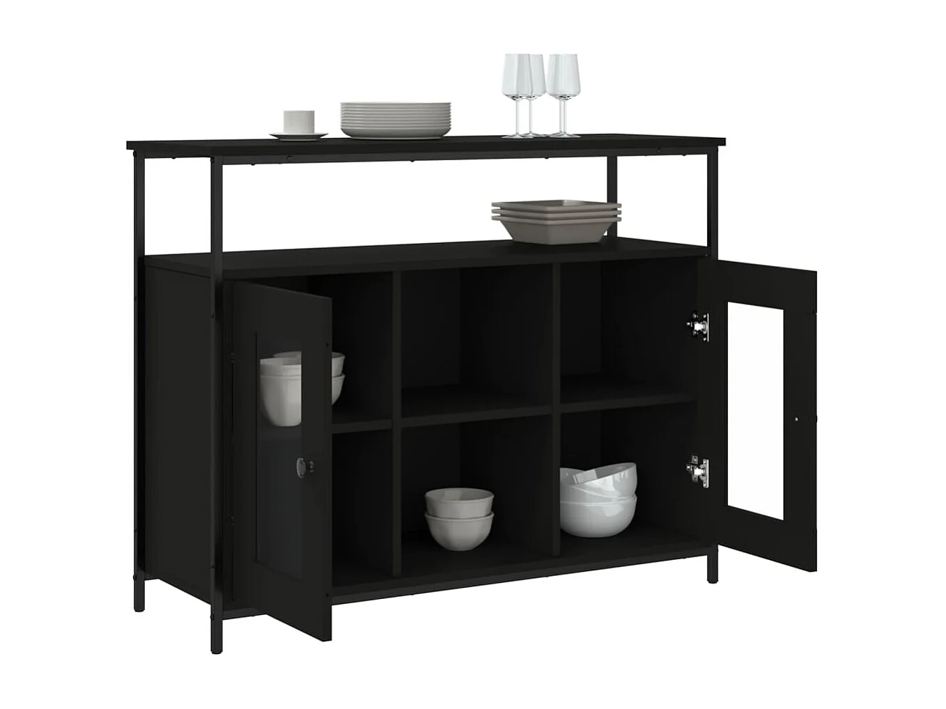 Buffet noir 100x35x80 cm bois d'ingénierie