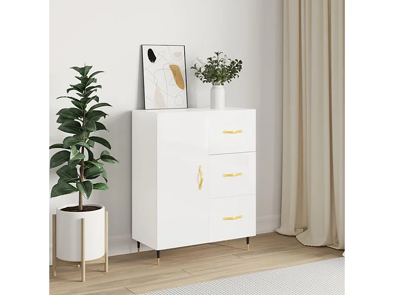 Dressoir 69,5x34x90 cm bewerkt hout hoogglans wit
