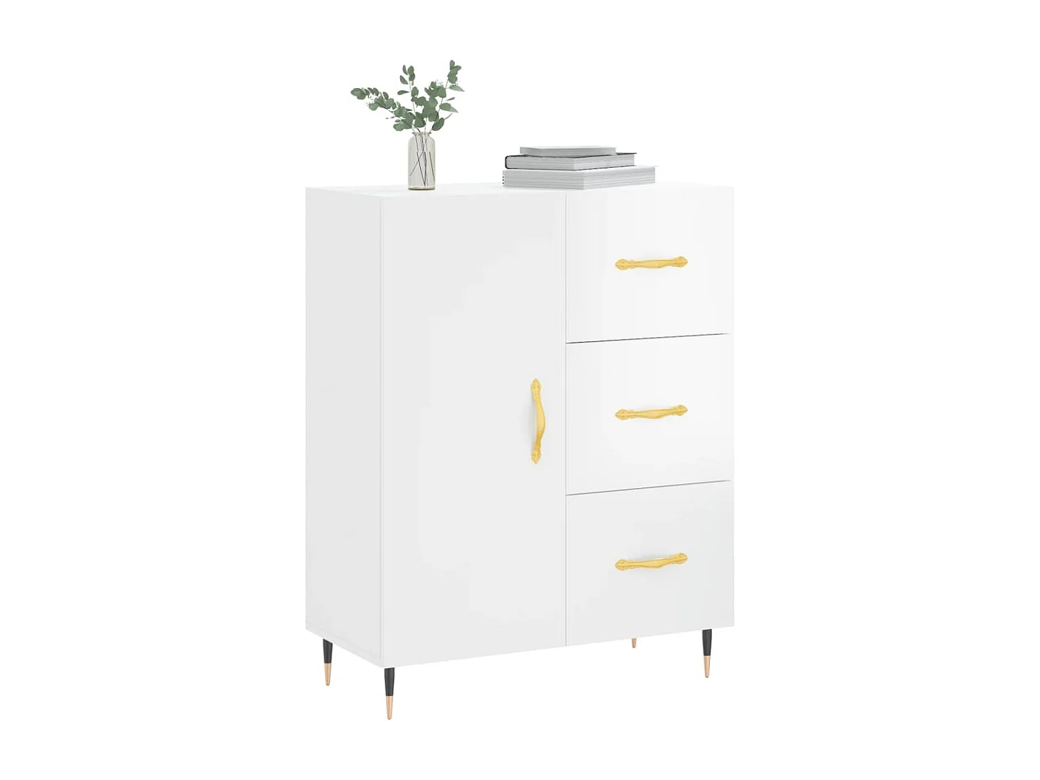 Dressoir 69,5x34x90 cm bewerkt hout hoogglans wit