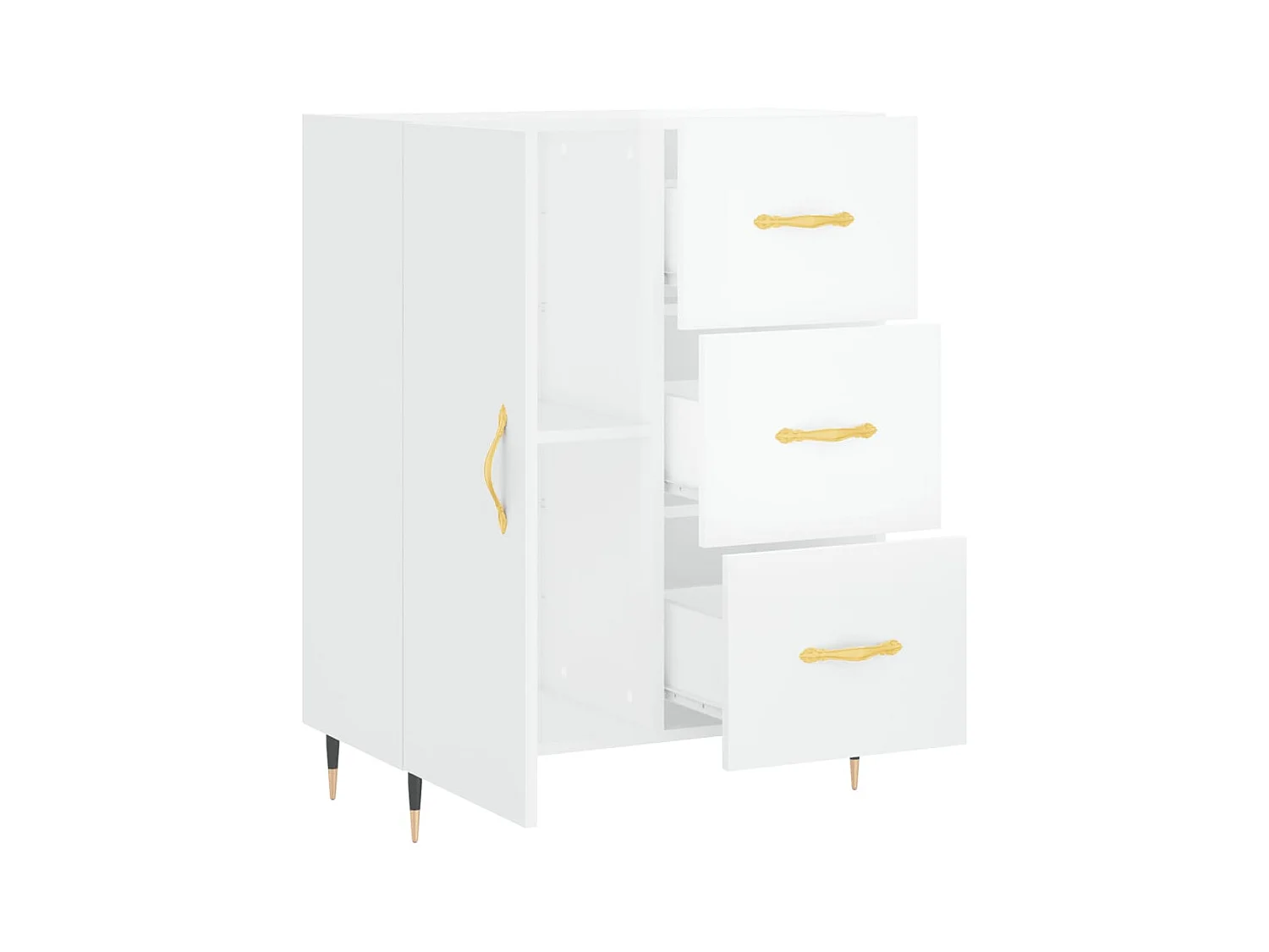 Dressoir 69,5x34x90 cm bewerkt hout hoogglans wit