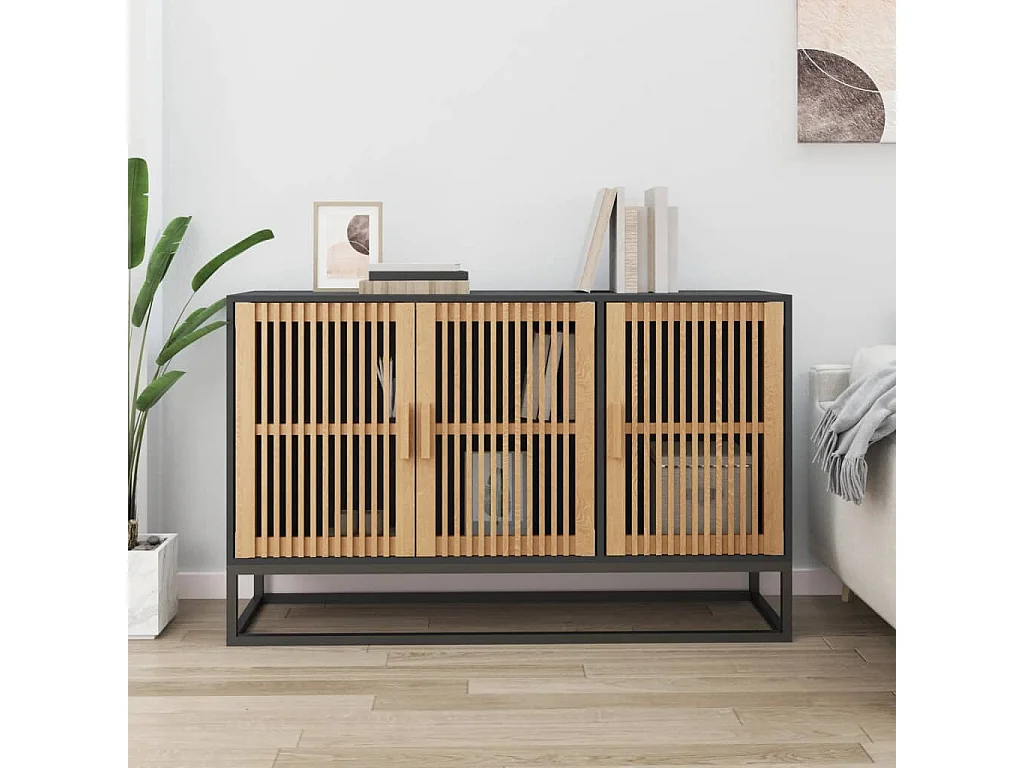 Buffet noir 105x30x65 cm bois d'ingénierie