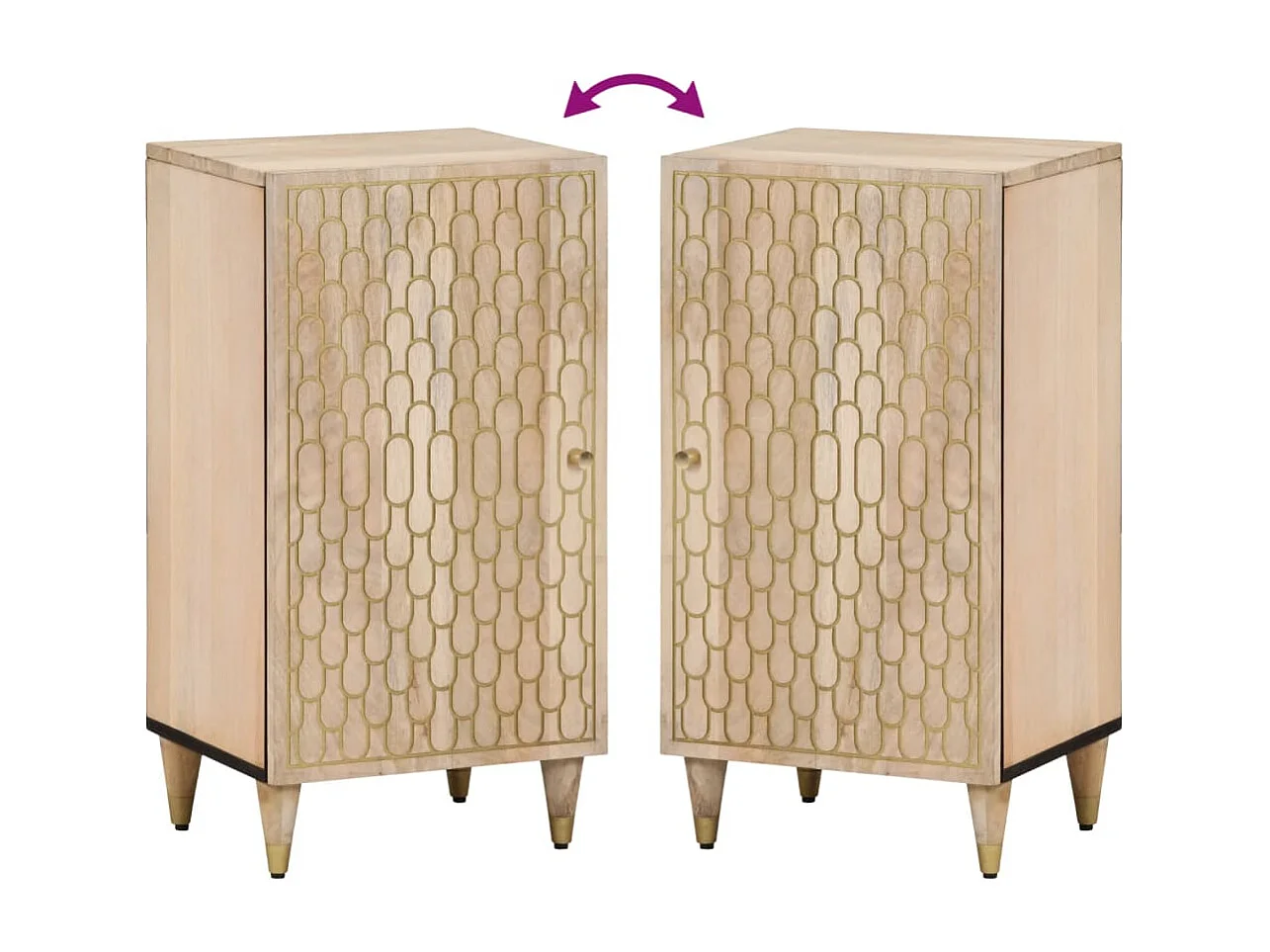 Armoire latérale 40x33x75 cm bois massif de manguier