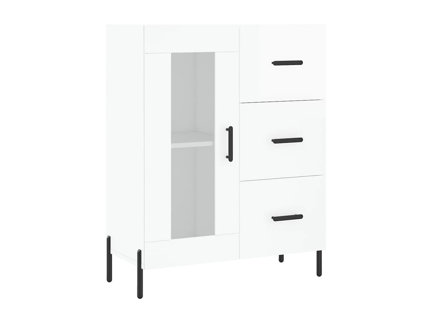 Buffet Blanc brillant 69,5x34x90 cm Bois d'ingénierie