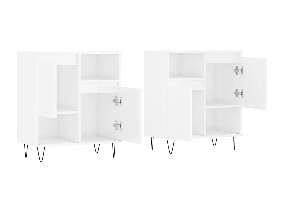 Buffets 2 pièces blanc brillant bois d'ingénierie