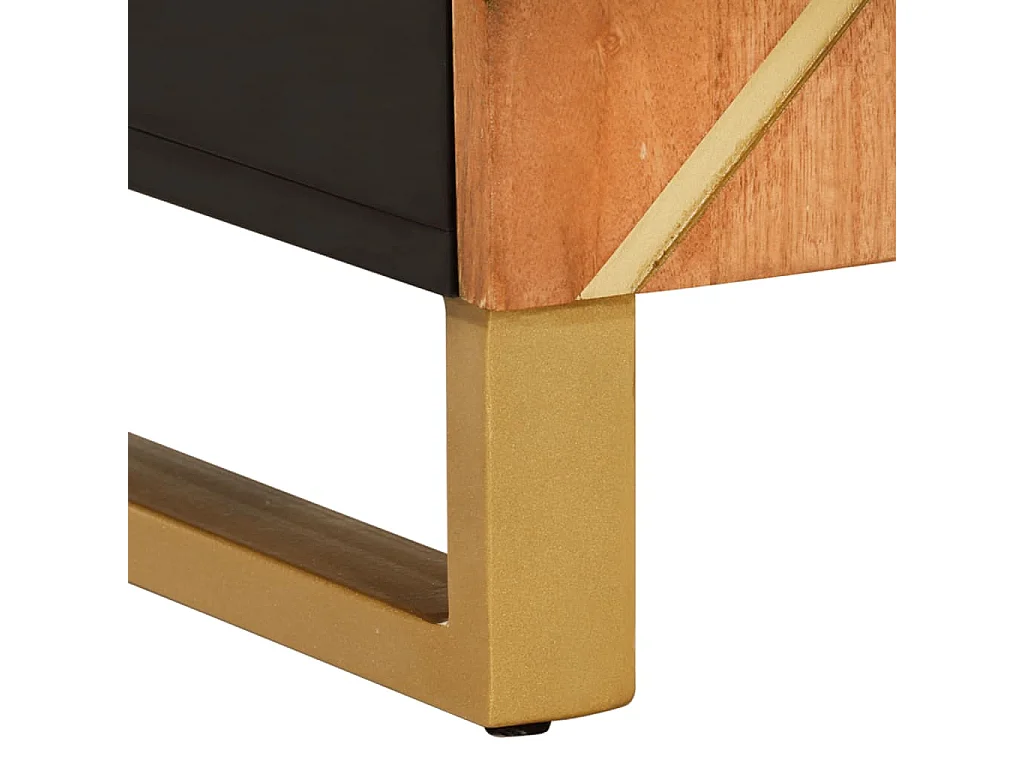 Armoire latérale marron et noir 90x33,5x75 cm bois de manguier