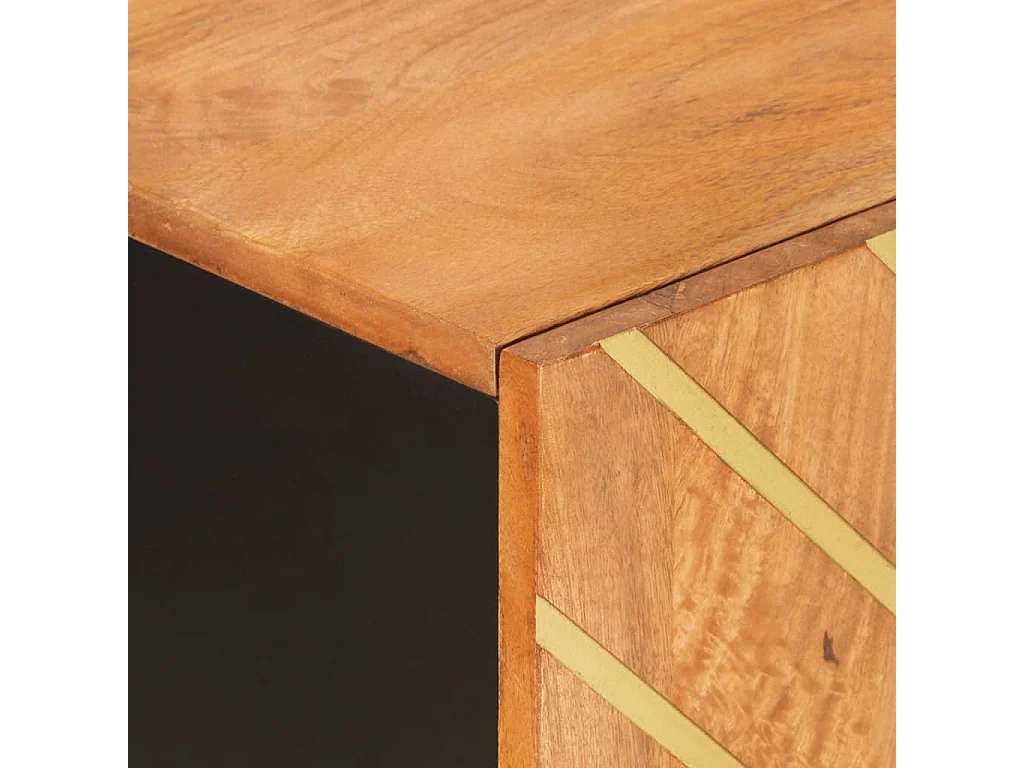 Armoire latérale marron et noir 90x33,5x75 cm bois de manguier