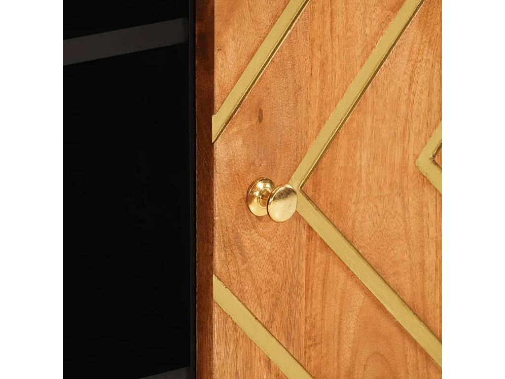 Armoire latérale marron et noir 90x33,5x75 cm bois de manguier