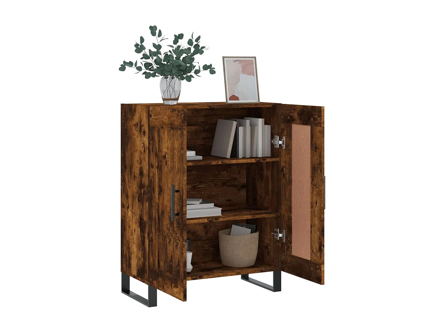 Buffet chêne fumé 69,5x34x90 cm bois d'ingénierie