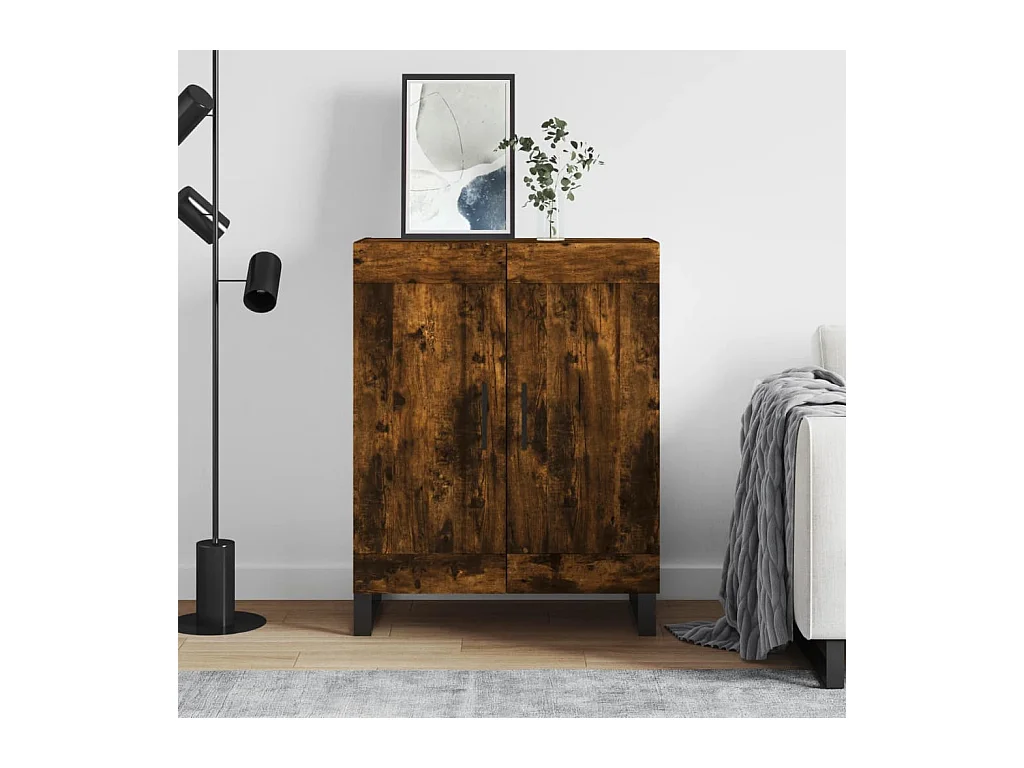 Buffet chêne fumé 69,5x34x90 cm bois d'ingénierie