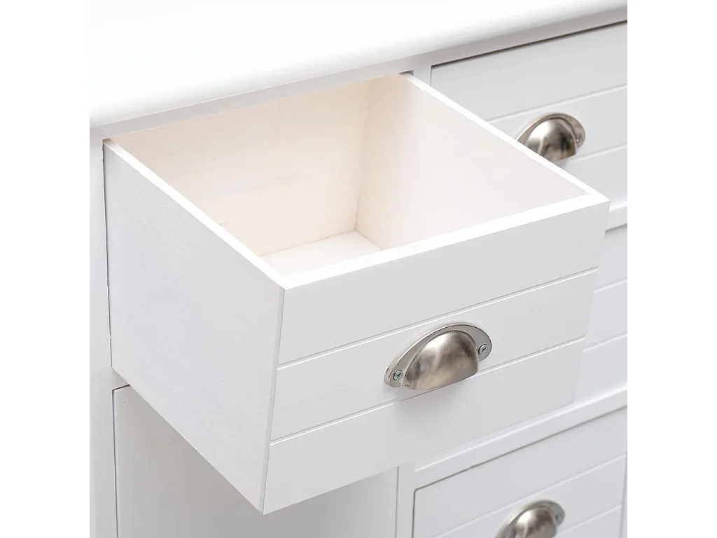 Aparador con 10 cajones madera blanco 113x30x79 cm