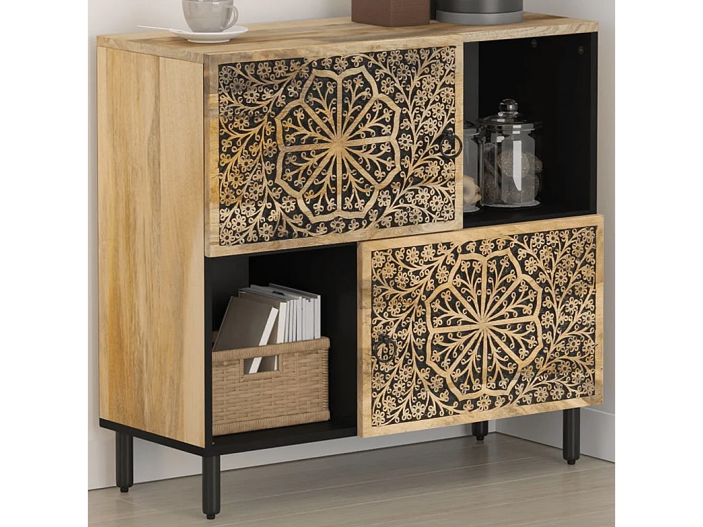 Armoire latérale 80x33x75 cm bois massif de manguier