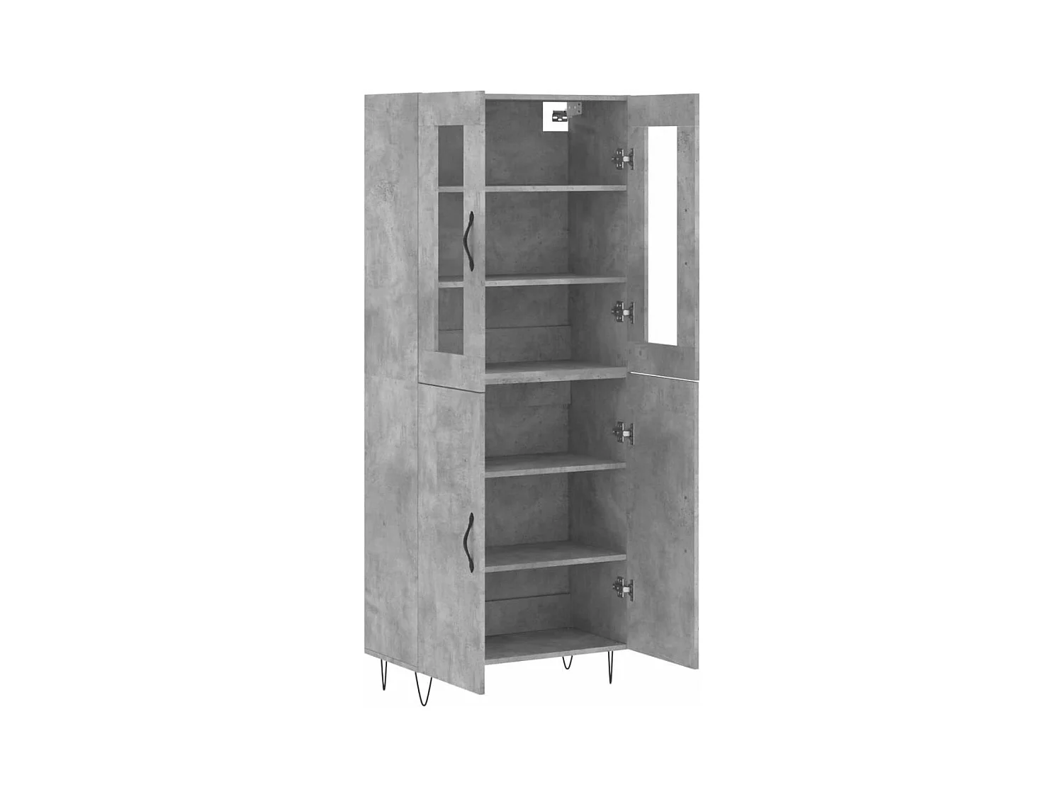 Buffet haut Gris béton 69,5x34x180 cm Bois d'ingénierie