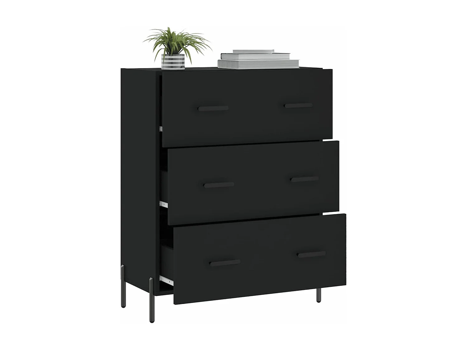 Buffet noir 69,5x34x90 cm bois d'ingénierie