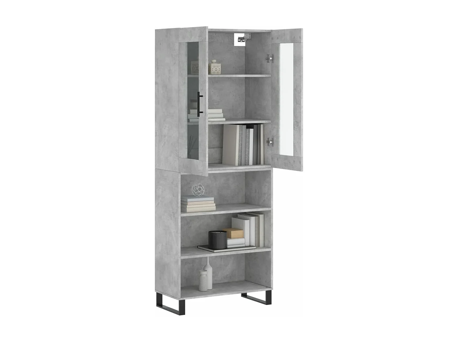 Buffet haut Gris béton 69,5x34x180 cm Bois d'ingénierie