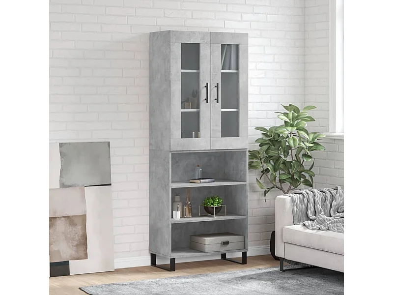 Hoge kast 69,5x34x180 cm bewerkt hout betongrijs