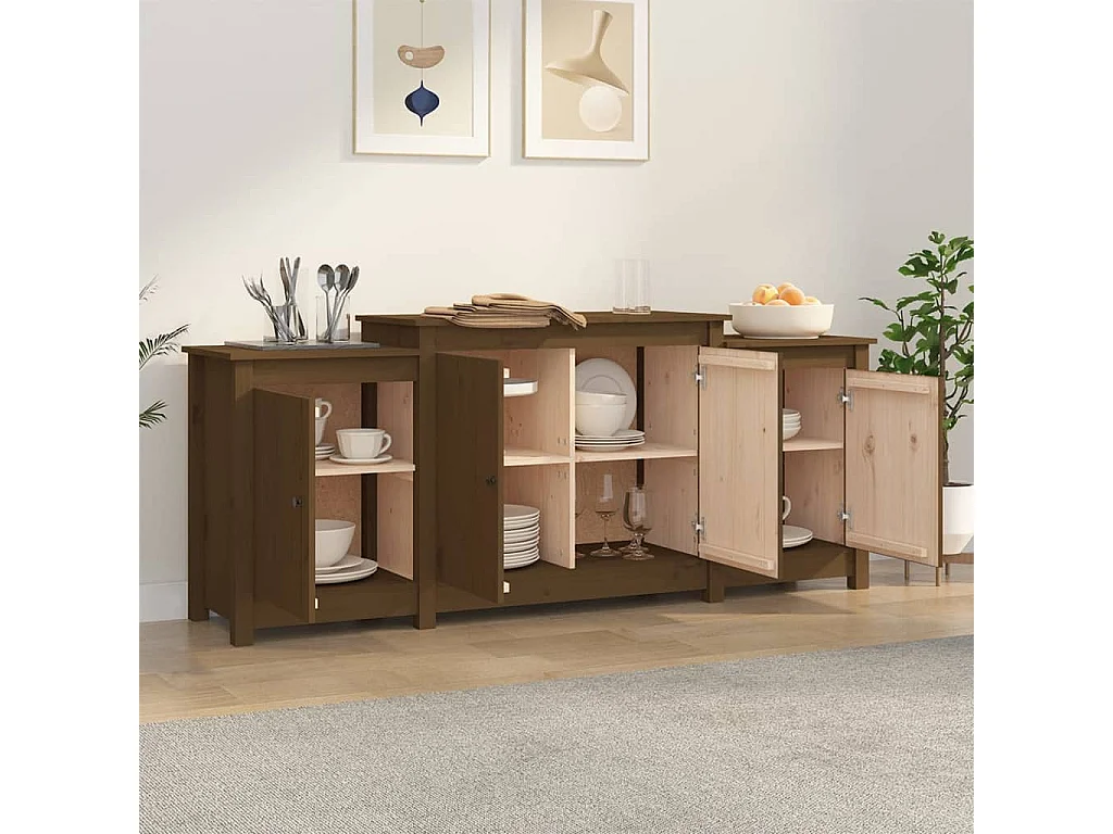 Buffet Marron miel 164x37x68 cm Bois massif de pin