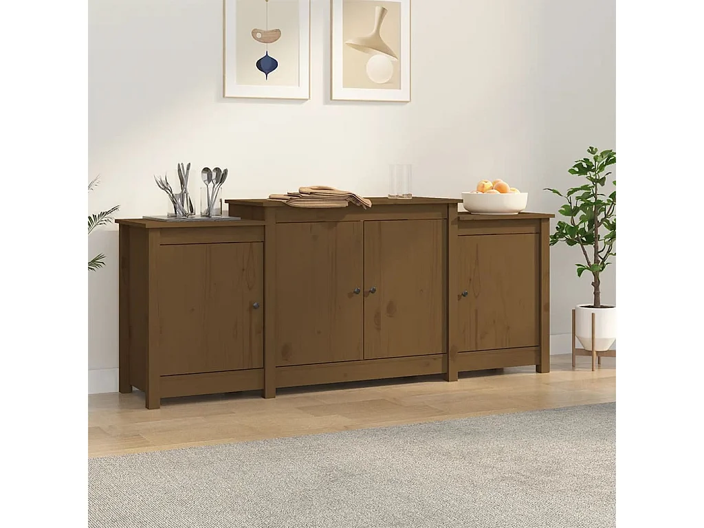 Buffet Marron miel 164x37x68 cm Bois massif de pin