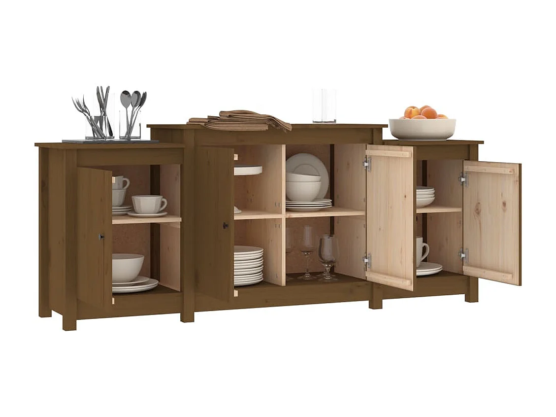 Buffet Marron miel 164x37x68 cm Bois massif de pin