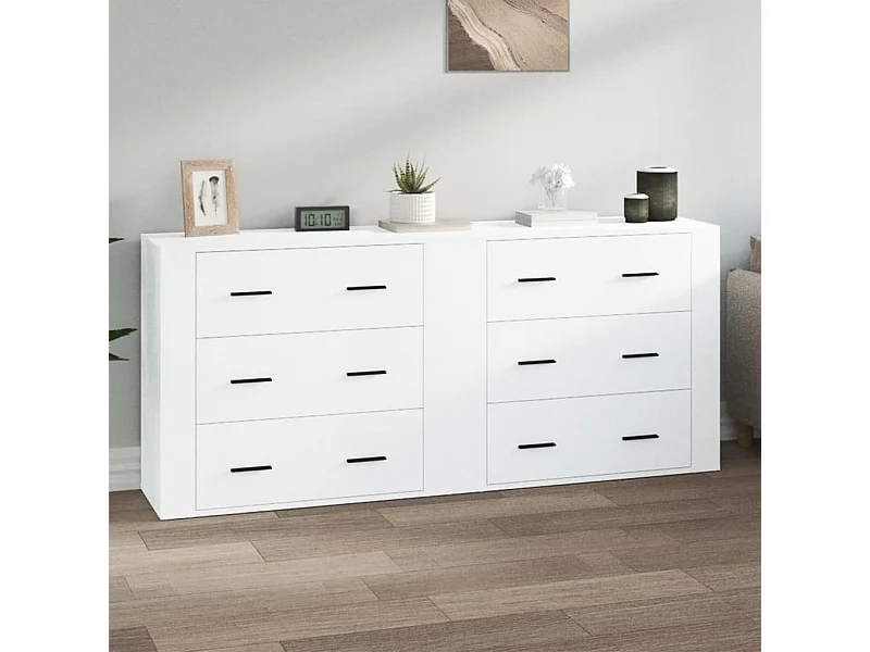 Buffets 2 pièces blanc bois d'ingénierie
