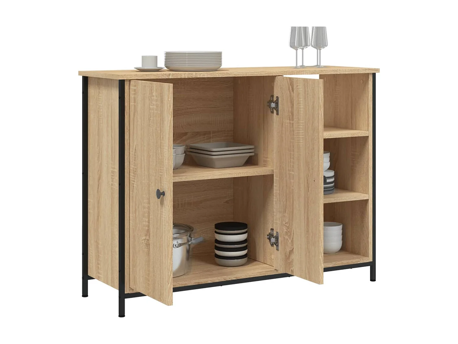 Buffet chêne sonoma 100x33x75 cm bois d'ingénierie