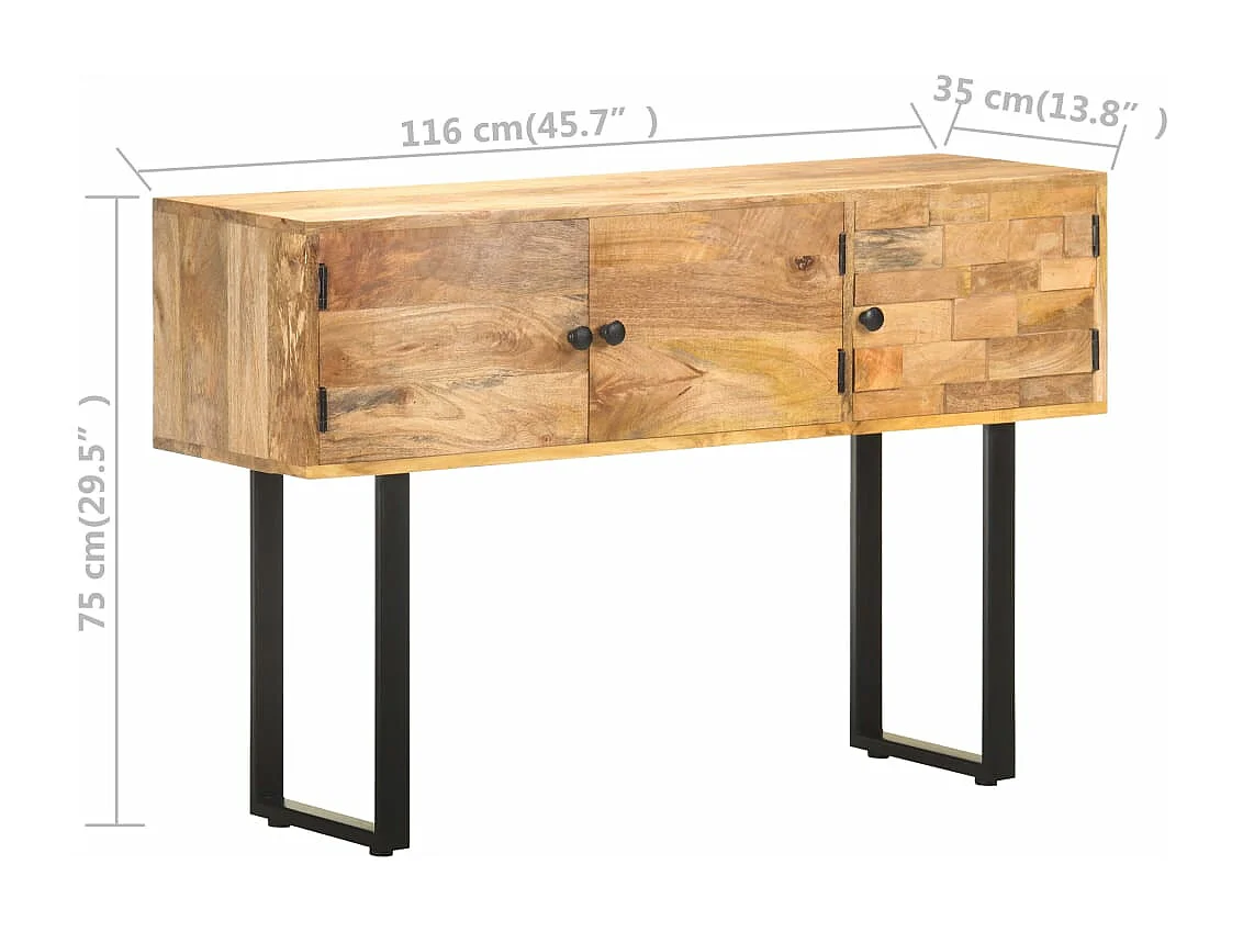 Buffet 116x35x75 cm Bois de manguier massif