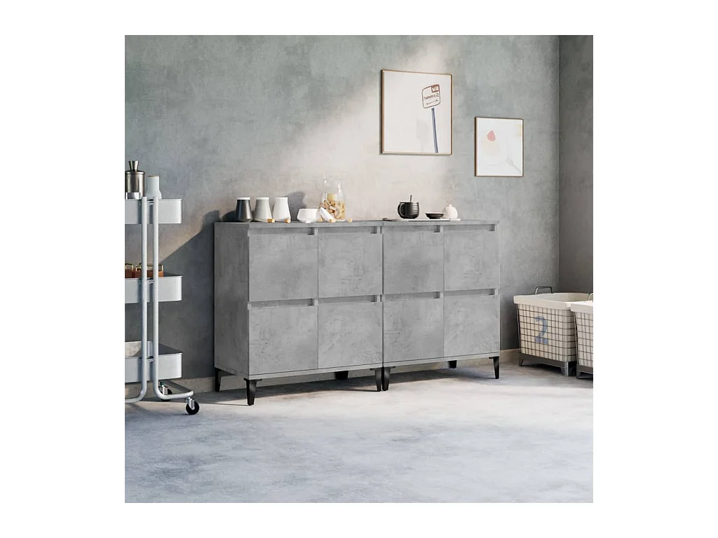 Buffets 2 pièces gris béton 60x35x70 cm bois d'ingénierie