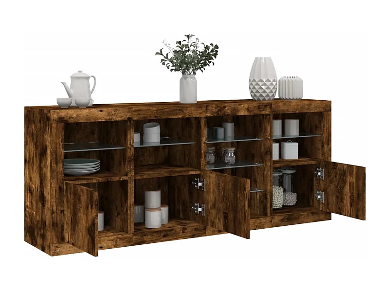 Dressoir met LED-verlichting 164x37x67 cm gerookt eikenkleurig