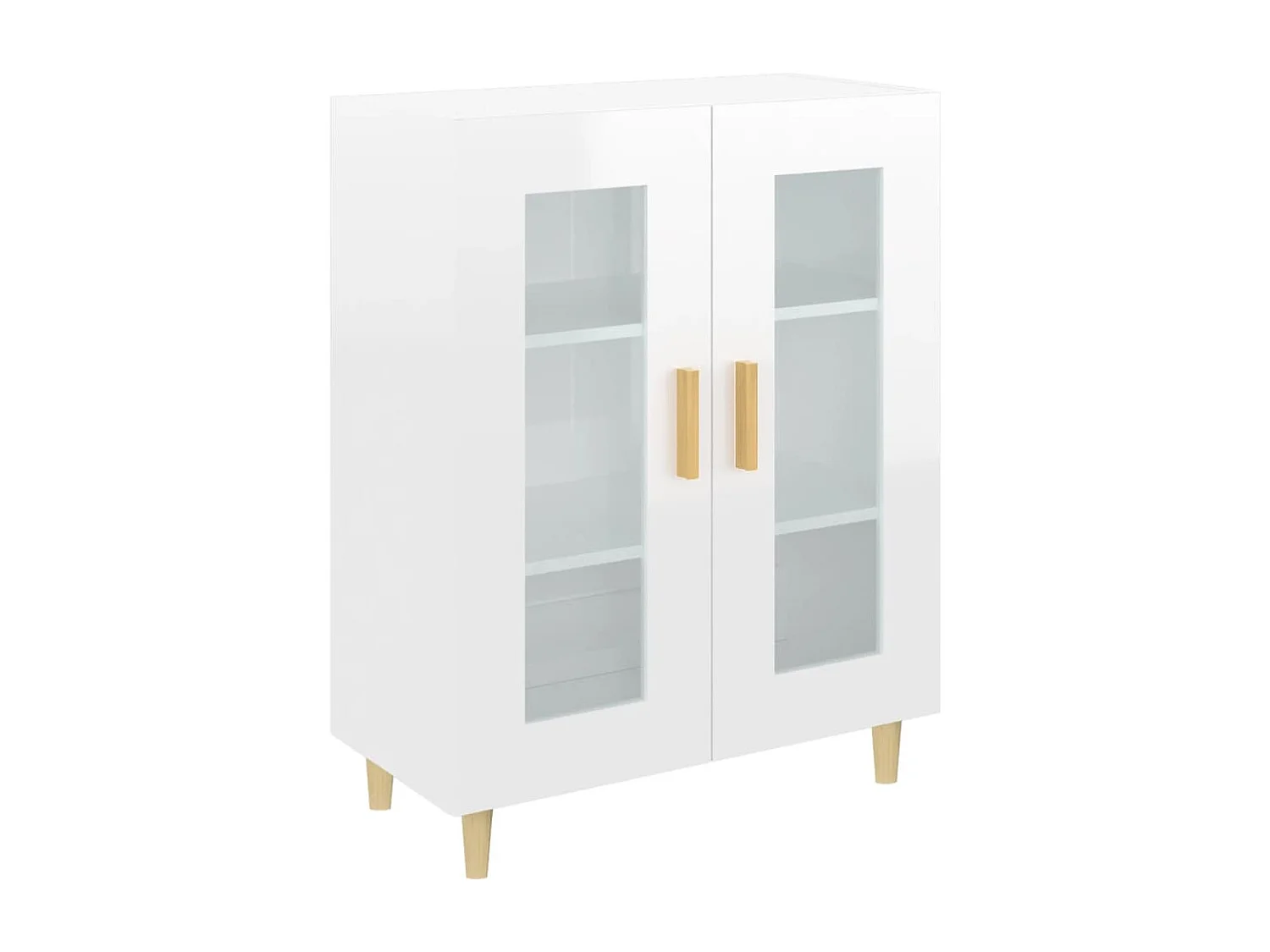 Buffet Blanc brillant 69,5x34x90 cm Bois d'ingénierie