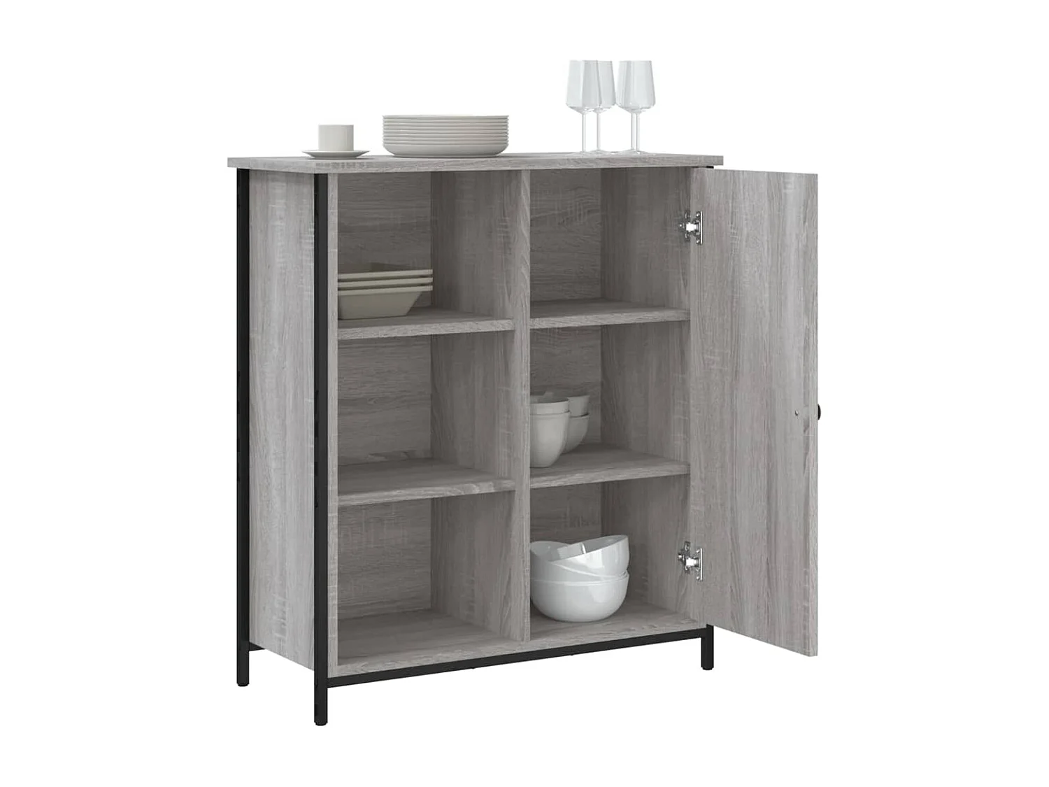 Dressoir 70x30x80 cm bewerkt hout grijs sonoma