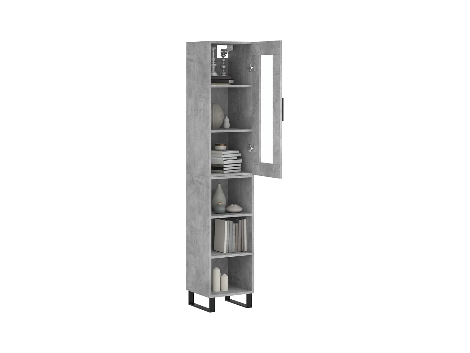 Aparador de madera contrachapada gris hormigón 34,5x34x180 cm