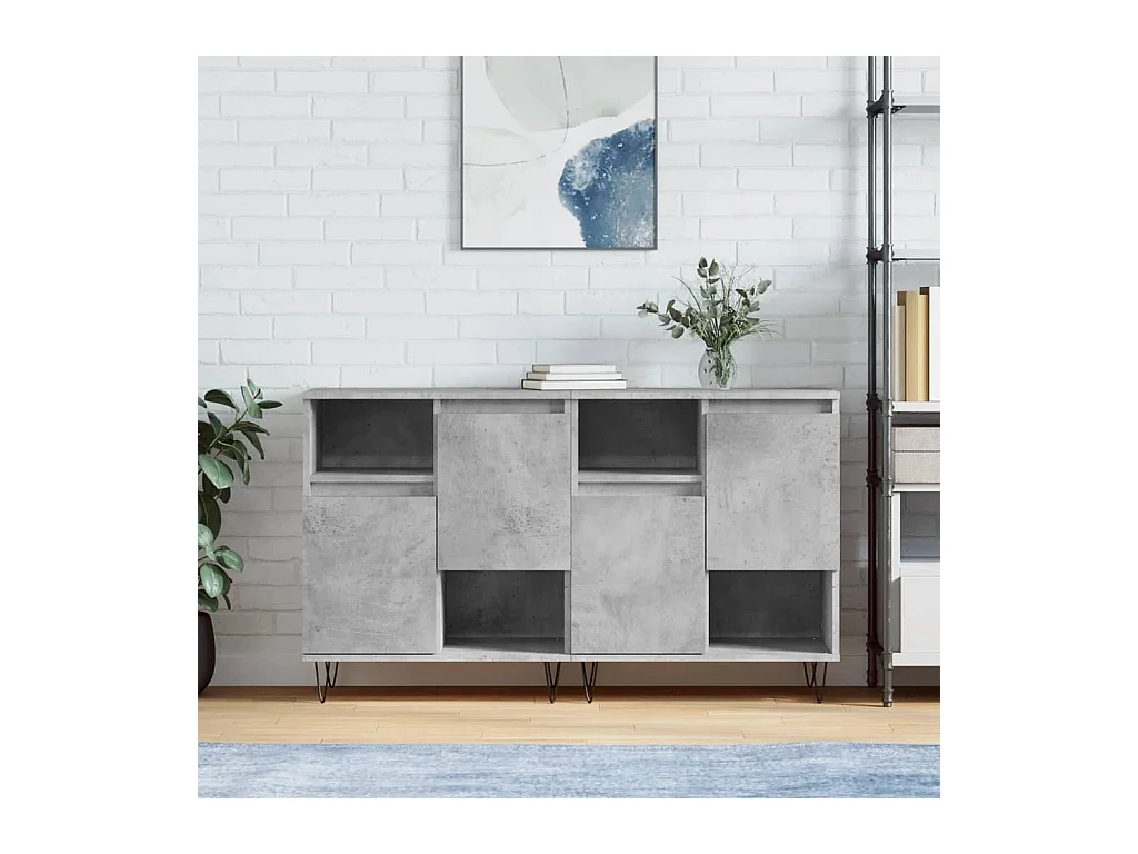 Buffets 2 pièces gris béton bois d'ingénierie