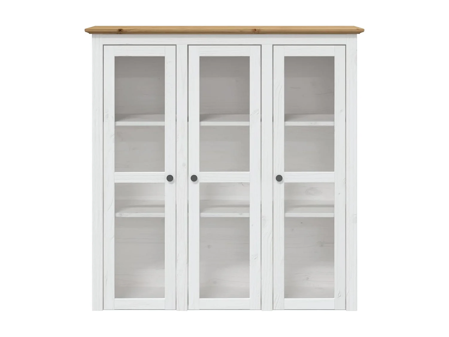 Armoire avec portes vitrées BODO blanc marron bois pin massif