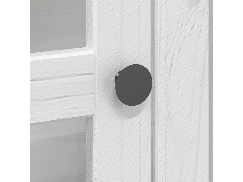 Armoire avec portes vitrées BODO blanc marron bois pin massif