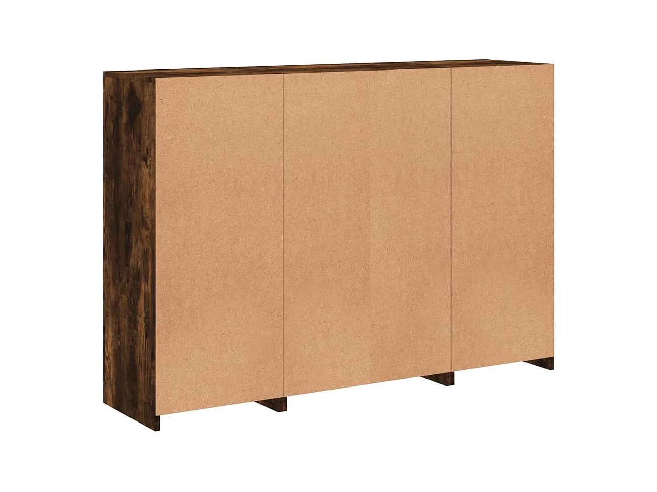 Aparador con luz LED 3 piezas madera de ingeniería roble ahumado