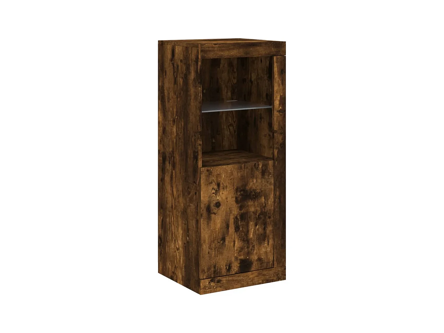 Aparador con luz LED 3 piezas madera de ingeniería roble ahumado