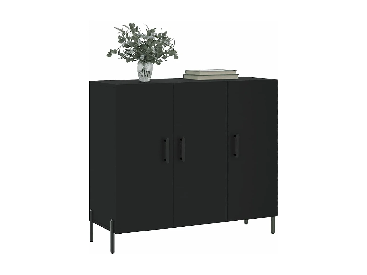 Buffet noir 90x34x80 cm bois d'ingénierie