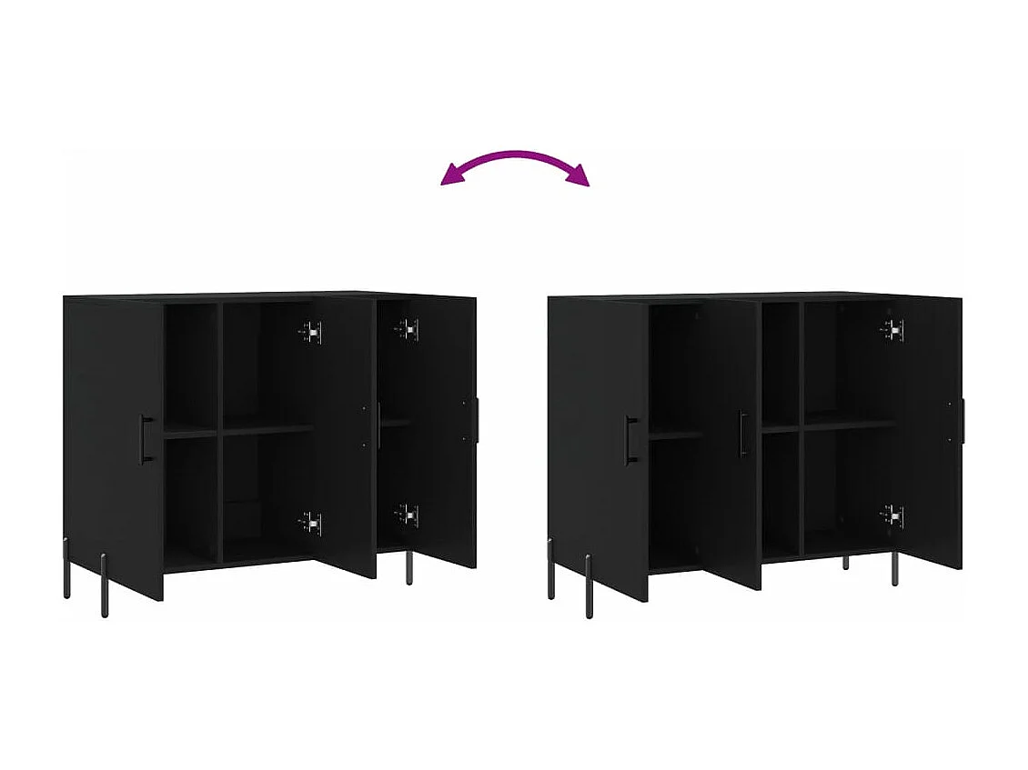 Buffet noir 90x34x80 cm bois d'ingénierie