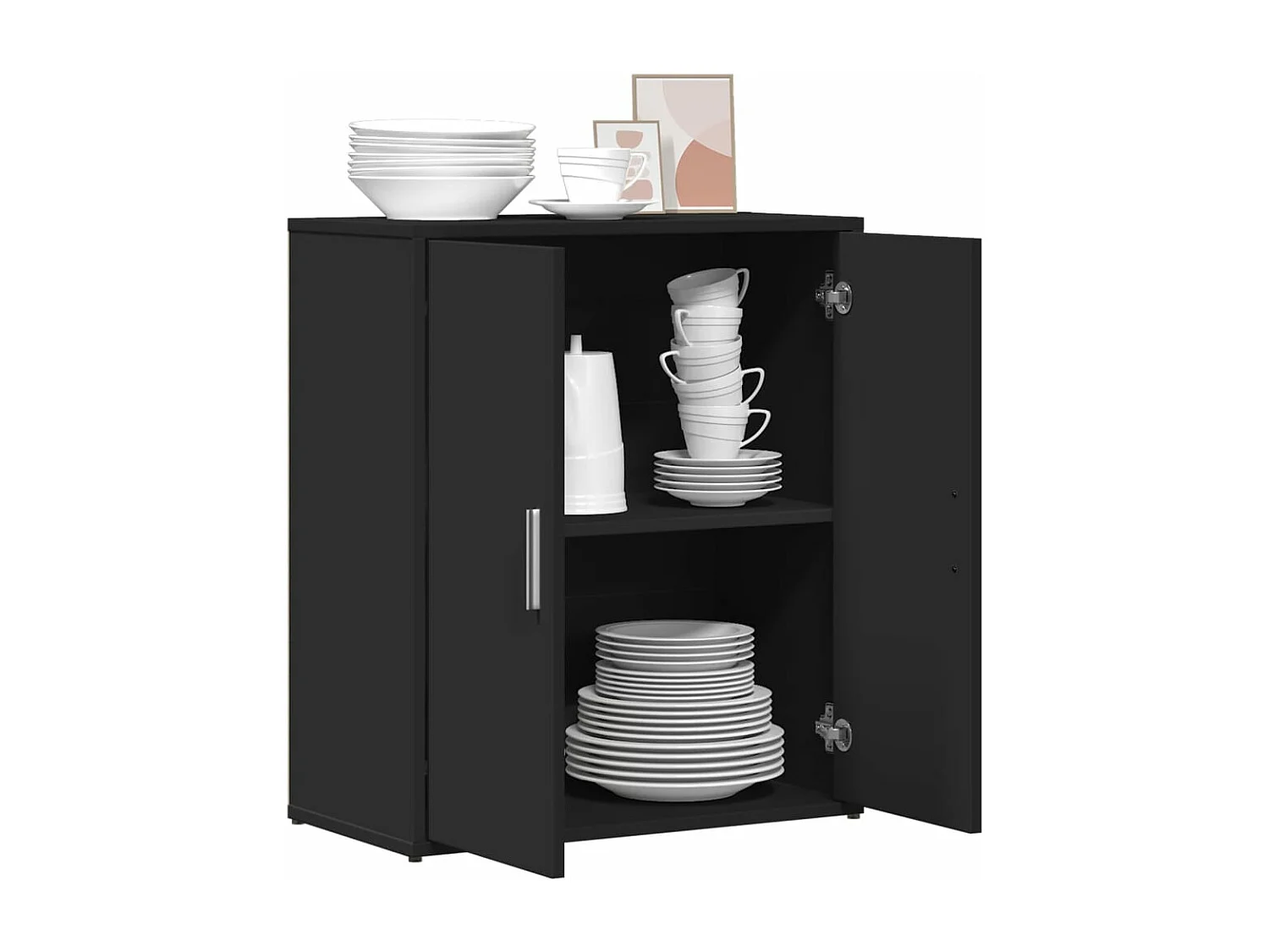 Buffet noir 60x31x70 cm bois d'ingénierie