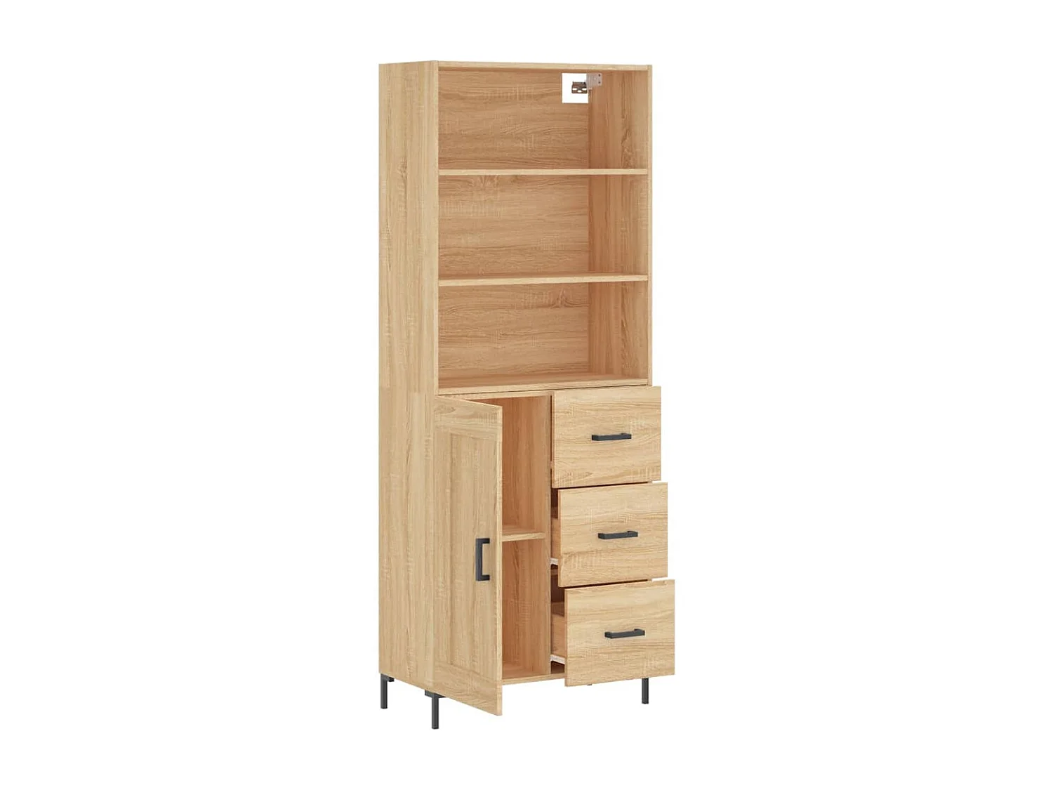 Aparador alto madera contrachapada color roble 69,5x34x180 cm