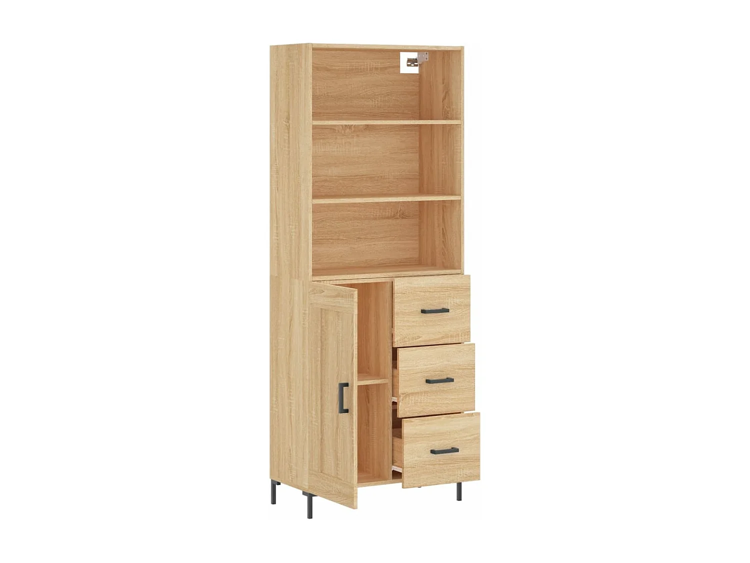 Aparador alto madera contrachapada color roble 69,5x34x180 cm