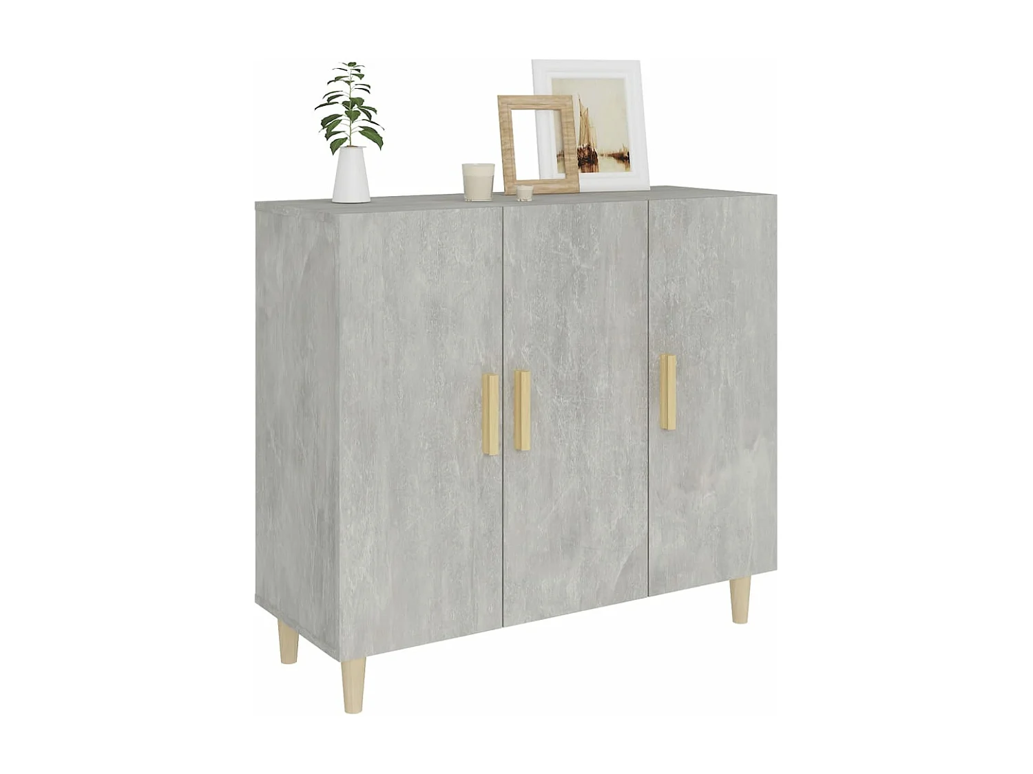 Buffet gris béton 90x34x80 cm bois d'ingénierie