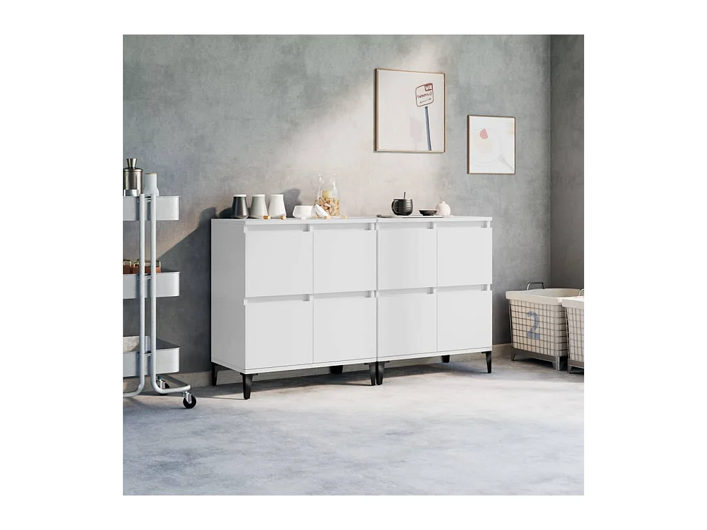 Buffets 2 pièces blanc 60x35x70 cm bois d'ingénierie