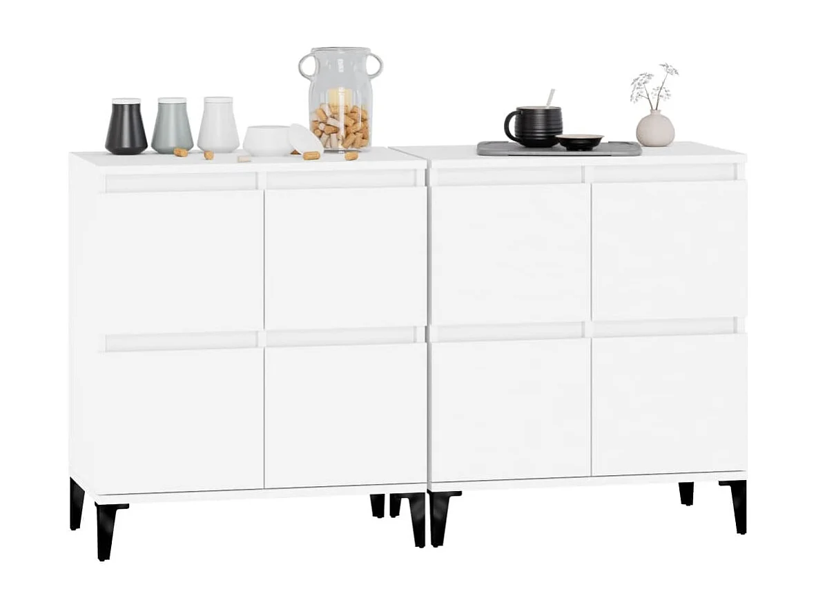Buffets 2 pièces blanc 60x35x70 cm bois d'ingénierie